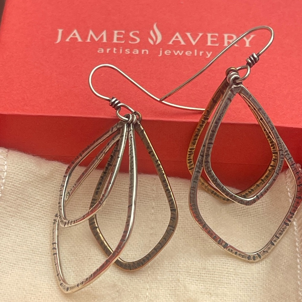 James Avery Silver Multi-Loop Teardrop Dangle Earrings